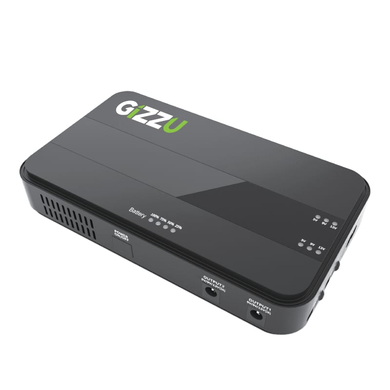 GUDP36W_wr_01 36W 32Wh 8800mAh Mini Dual DC UPS Lithium - Black - Image 1